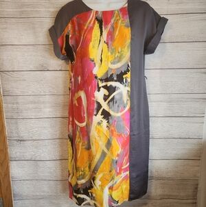The Limited Women’s Dress XS Abstract Colorblock Shift Short Sleeve Art Print